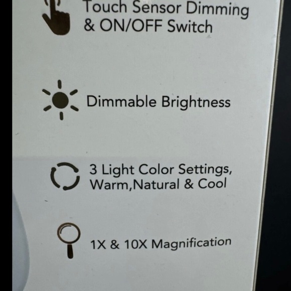 Glo Tech LED Compact Mirror USB & 10X MAG 3 Light Settings White + Onn Powerbank - Picture 12 of 13